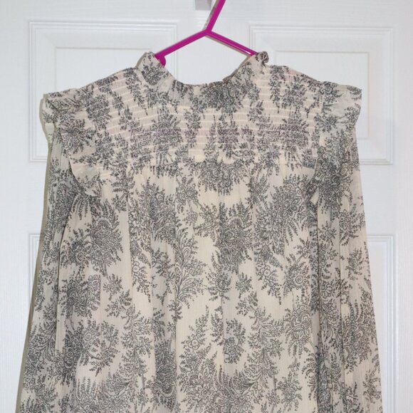 Ann Taylor | Shimmer Ruffle Floral Blouse, Size S - Picture 3 of 8